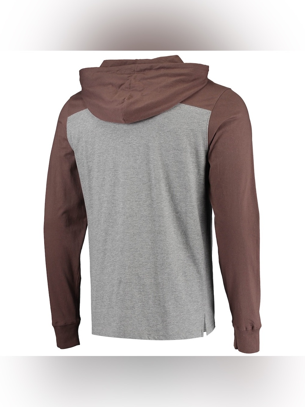 Cleveland Browns Heathered Gray/Brown Long Sleeve Hoodie T-Shirt - Picture 3 of 6